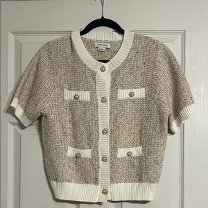 Chic Beige and Cream Cardigan Sweater